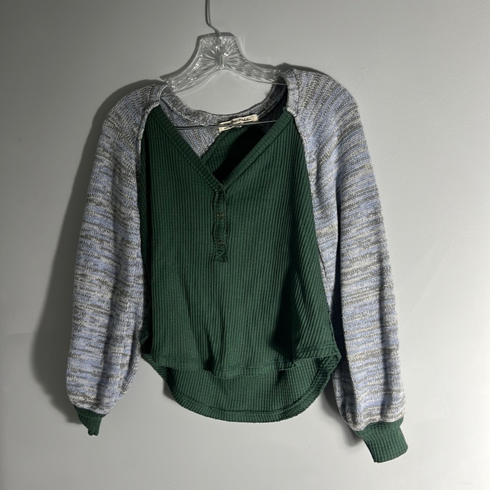 Free People Blue Green Knitted Sweater Size Extra Small